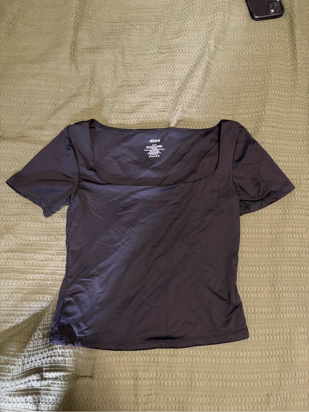 Ardene Black Square Neck Short Sleeve Fitted Tee